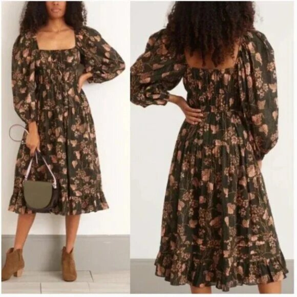 Ulla Johnson Isla Tiered Floral Print Midi Dress Size 2 - Picture 2 of 10